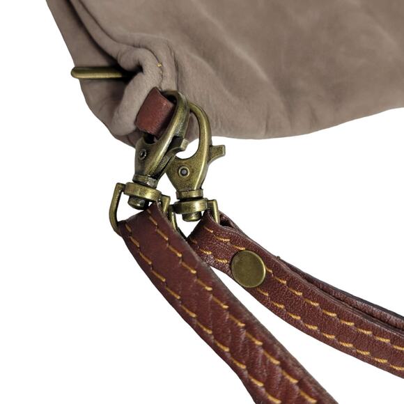 Toscana Convertible Bag Brown Foldover Crossbody Leather Minimalist Clutch Pouch - Picture 13 of 14